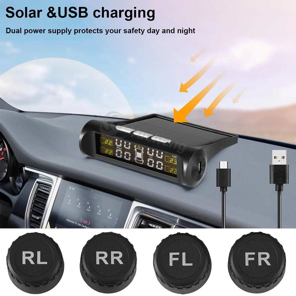 Solar Wireless TPMS Tyre Pressure Monitoring System