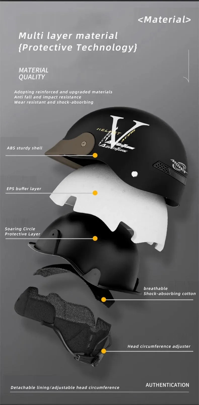 Vintage Open Face Motorcycle Helmet – Half Helmet with Viso