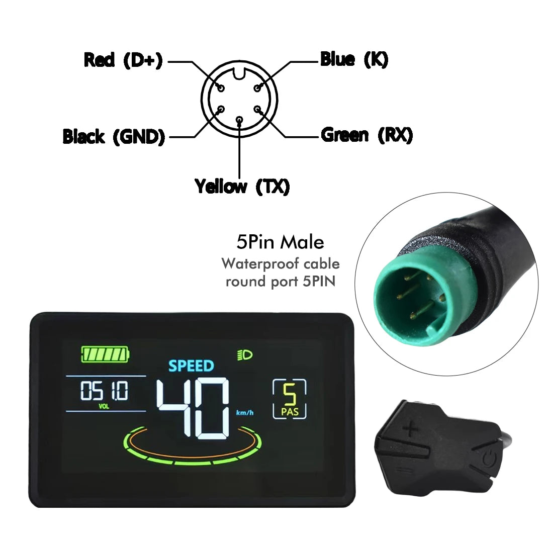 MCEZDY UART2 E-Bike Display & Fahrradcomputer 24V 36V 48V 60V LCD-Kilometerzähler