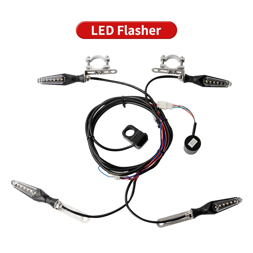 36V/48V E-Bike LED Turn Signal Light Kit with Flasher & Handlebar Switch