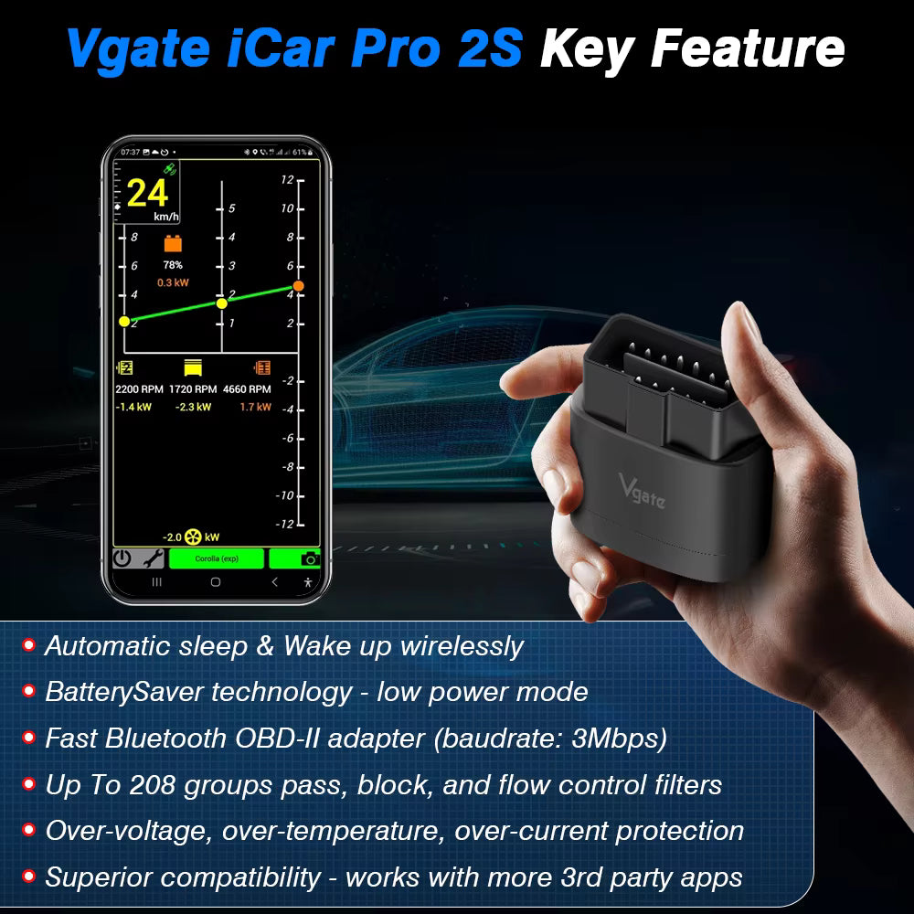 Vgate iCar Pro 2S ELM327 Bluetooth 5.2 OBD2 Scanner