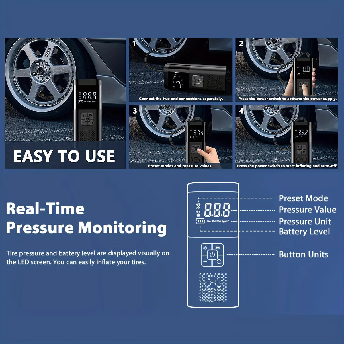 150 PSI Cordless Tyre Inflator with Digital Gauge
