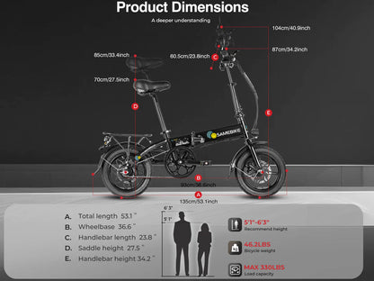 SAMEBIKE YINYU14 Klappbares Elektrofahrrad
