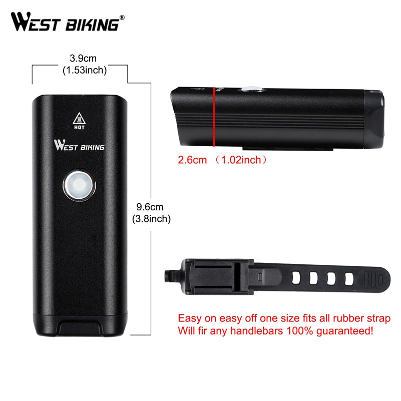 WEST BIKING USB wiederaufladbares LED-Fahrradlicht
