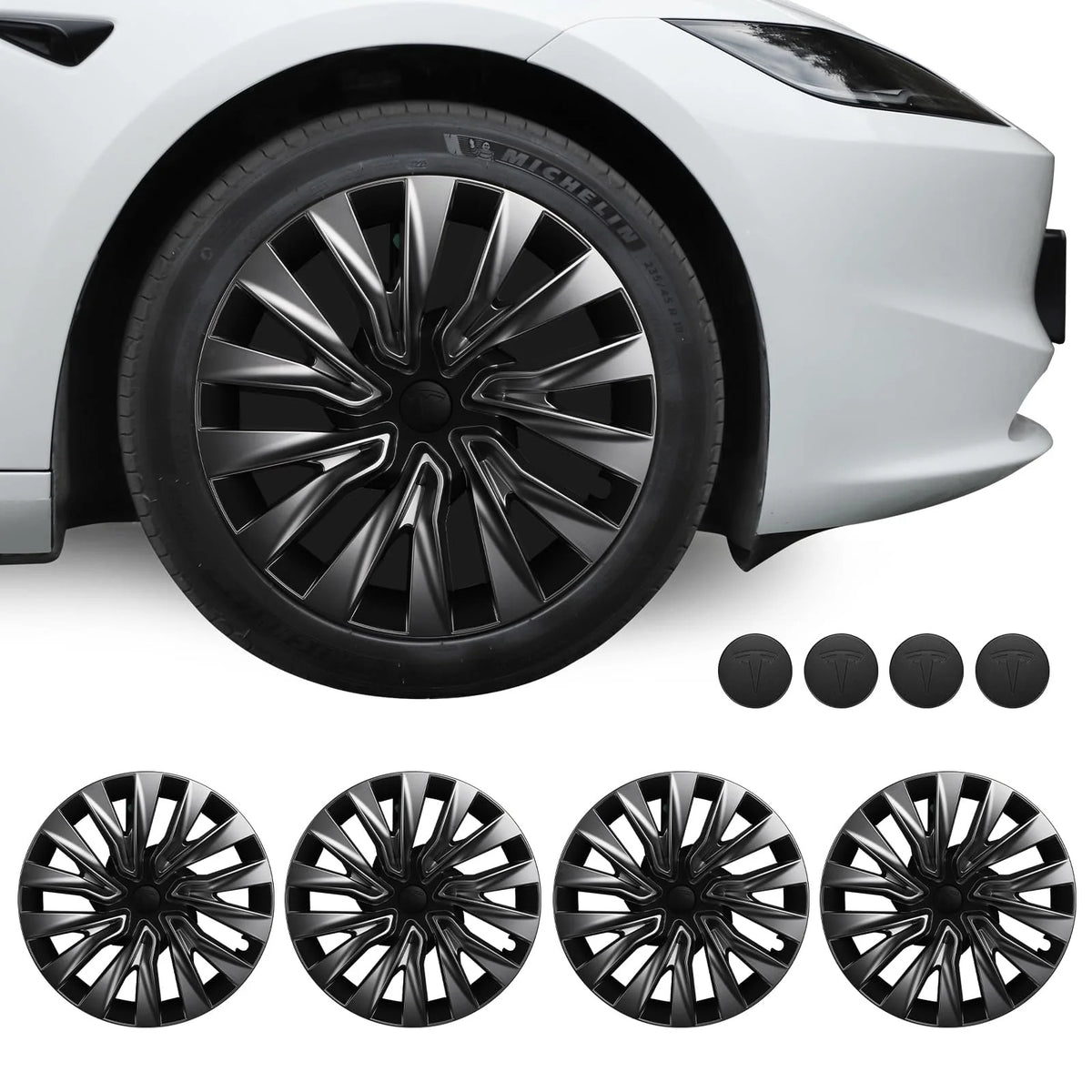 Tesla Model 3 18-Inch Performance Hub Caps 4-Piece Set