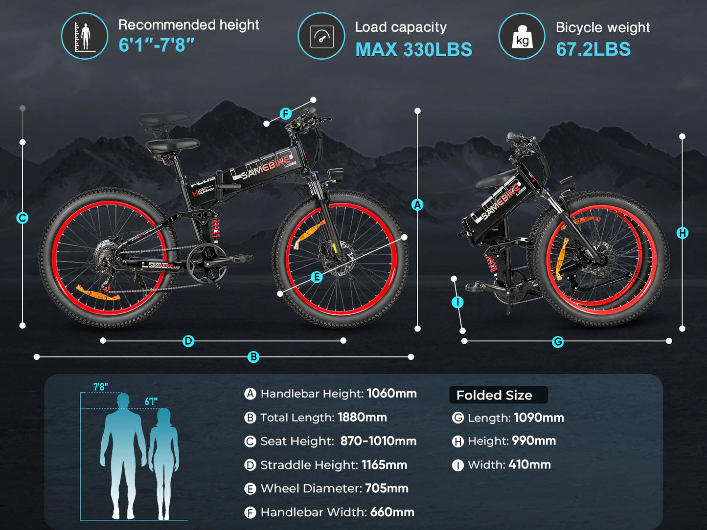 SAMEBIKE LO26 PLUS Fat Tire Klapp-E-Bike
