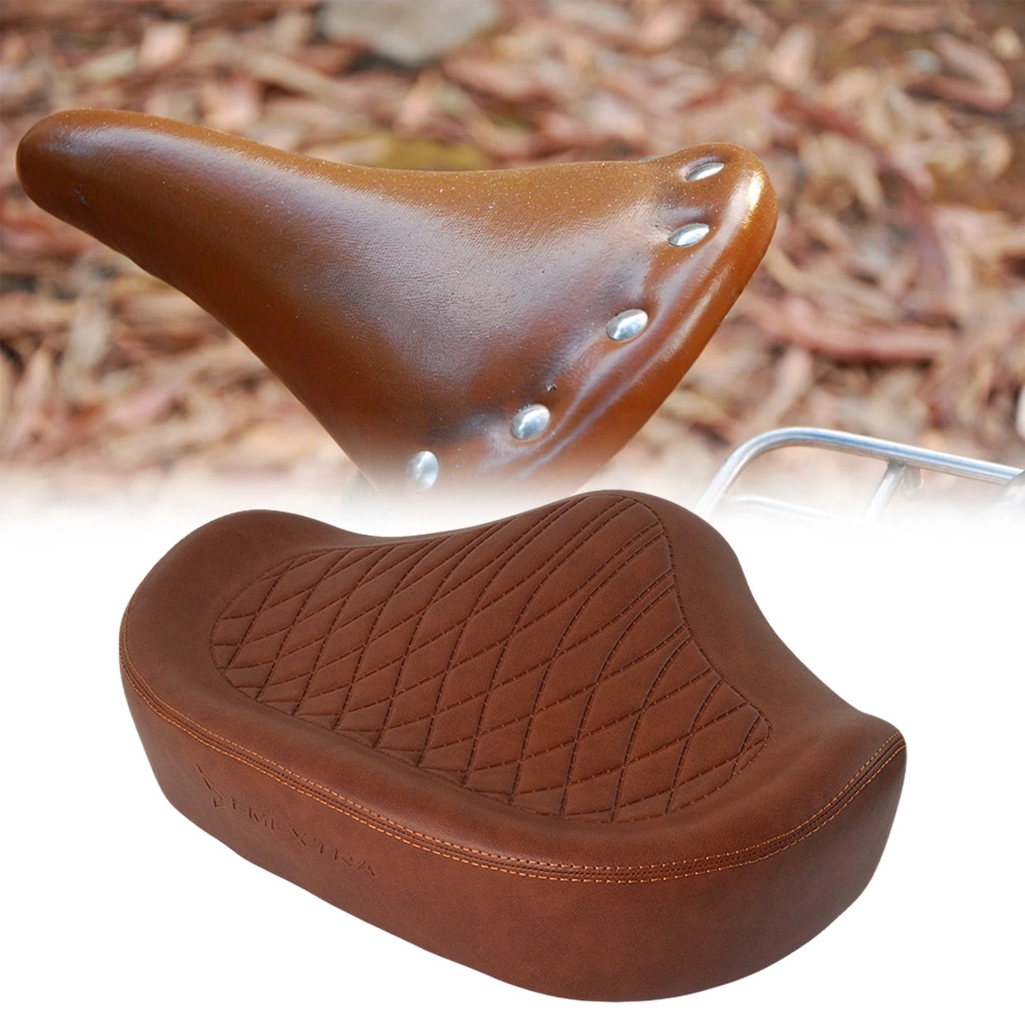 Wide Comfort Bike Saddle with Dual Shock Absorption for Electric Bikes & Mountain Bikes