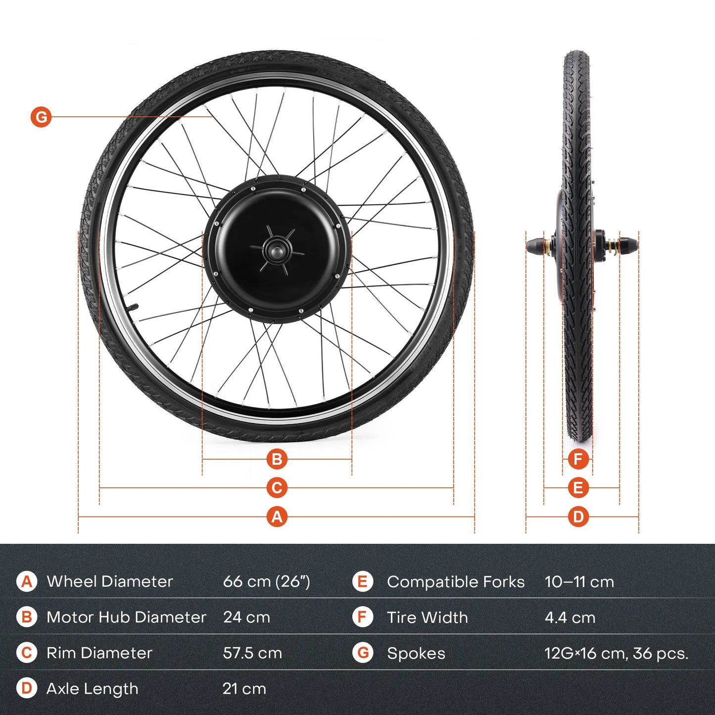 500/1000/1500W 26'' 48V E-Bike Umbausatz