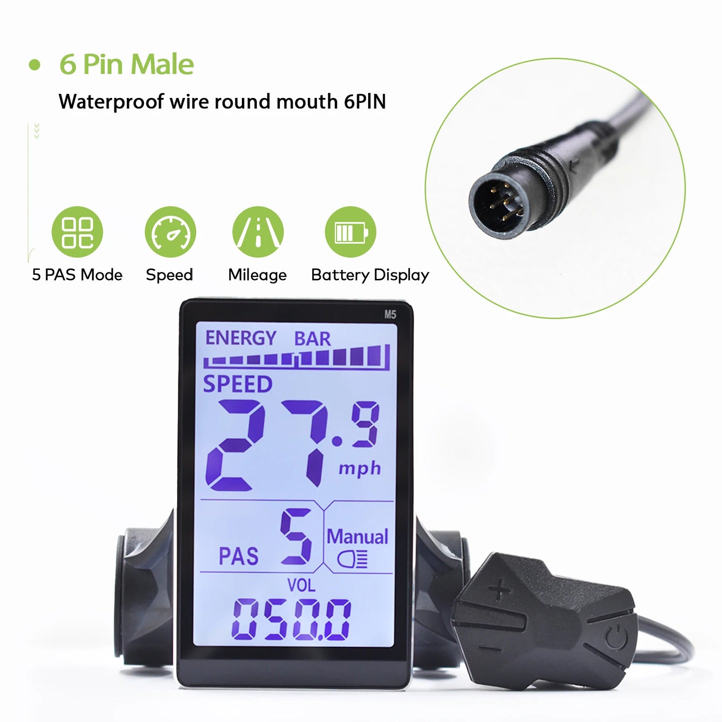 Electric Bike LCD Cycle Computer Digital Multi-Colour Speedometer Display