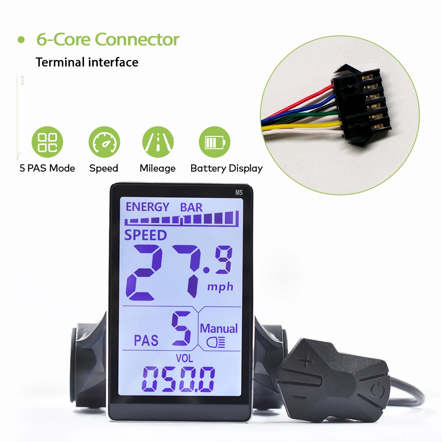 Electric Bike LCD Cycle Computer Digital Multi-Colour Speedometer Display