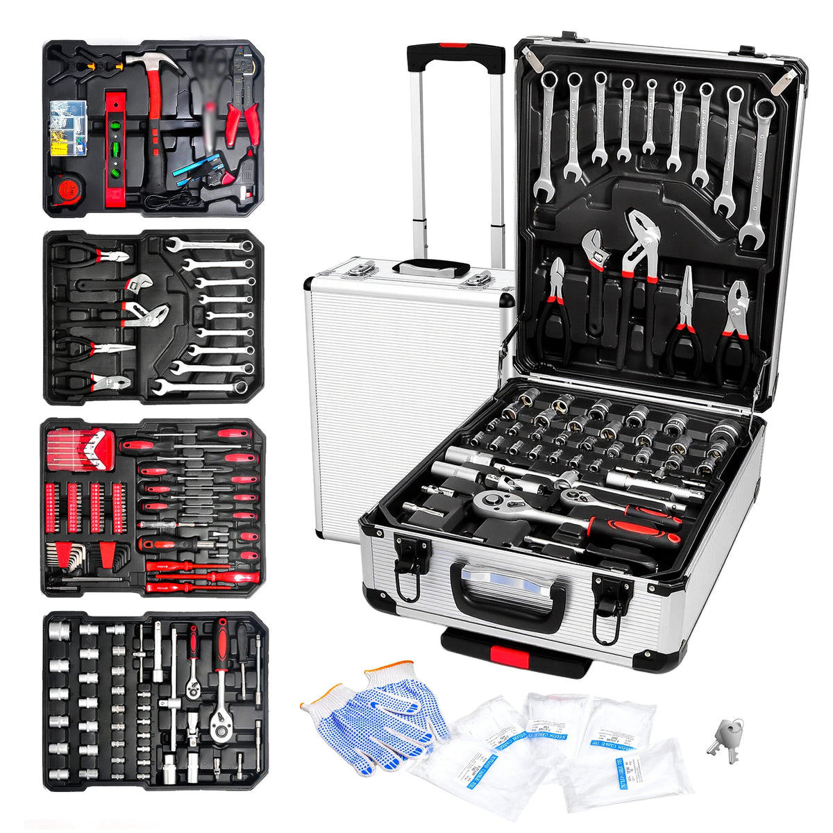 810-Piece Heavy-Duty Mechanic Tool Set with Rolling Aluminium Trolley Case
