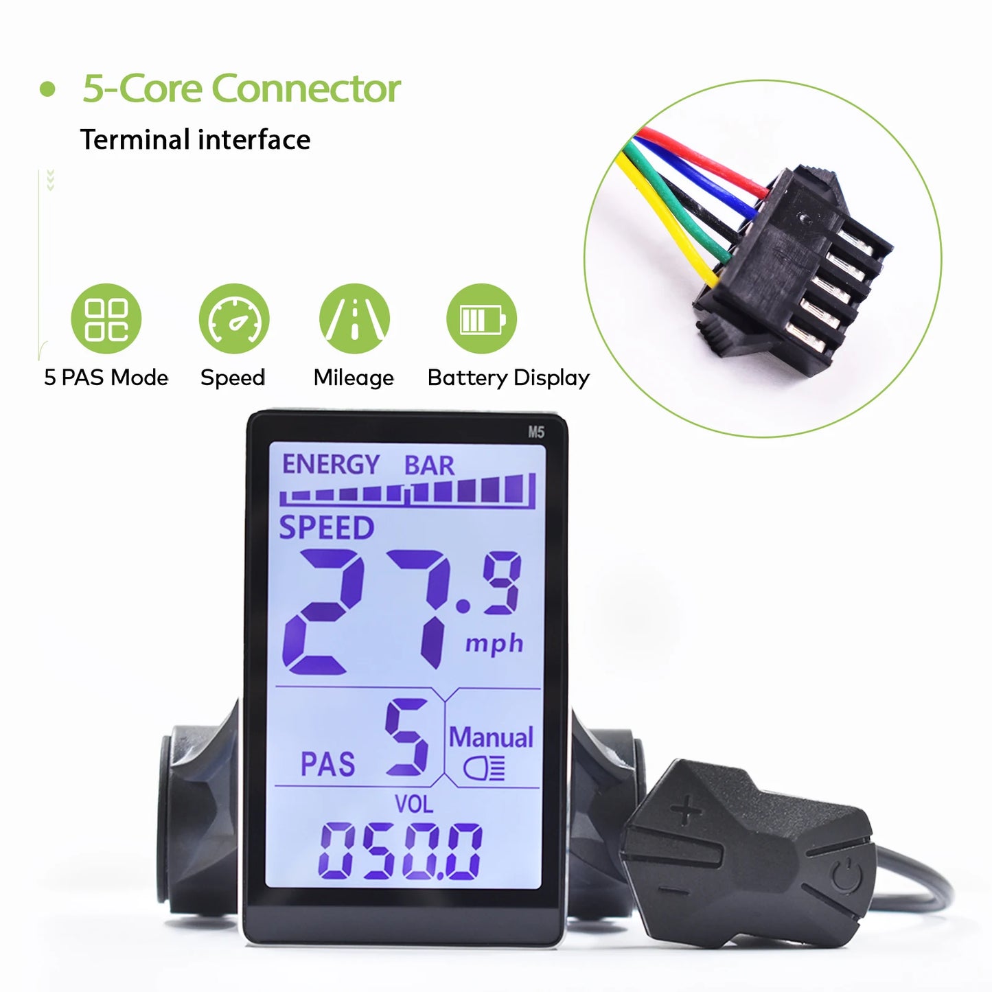 Electric Bike LCD Cycle Computer Digital Multi-Colour Speedometer Display