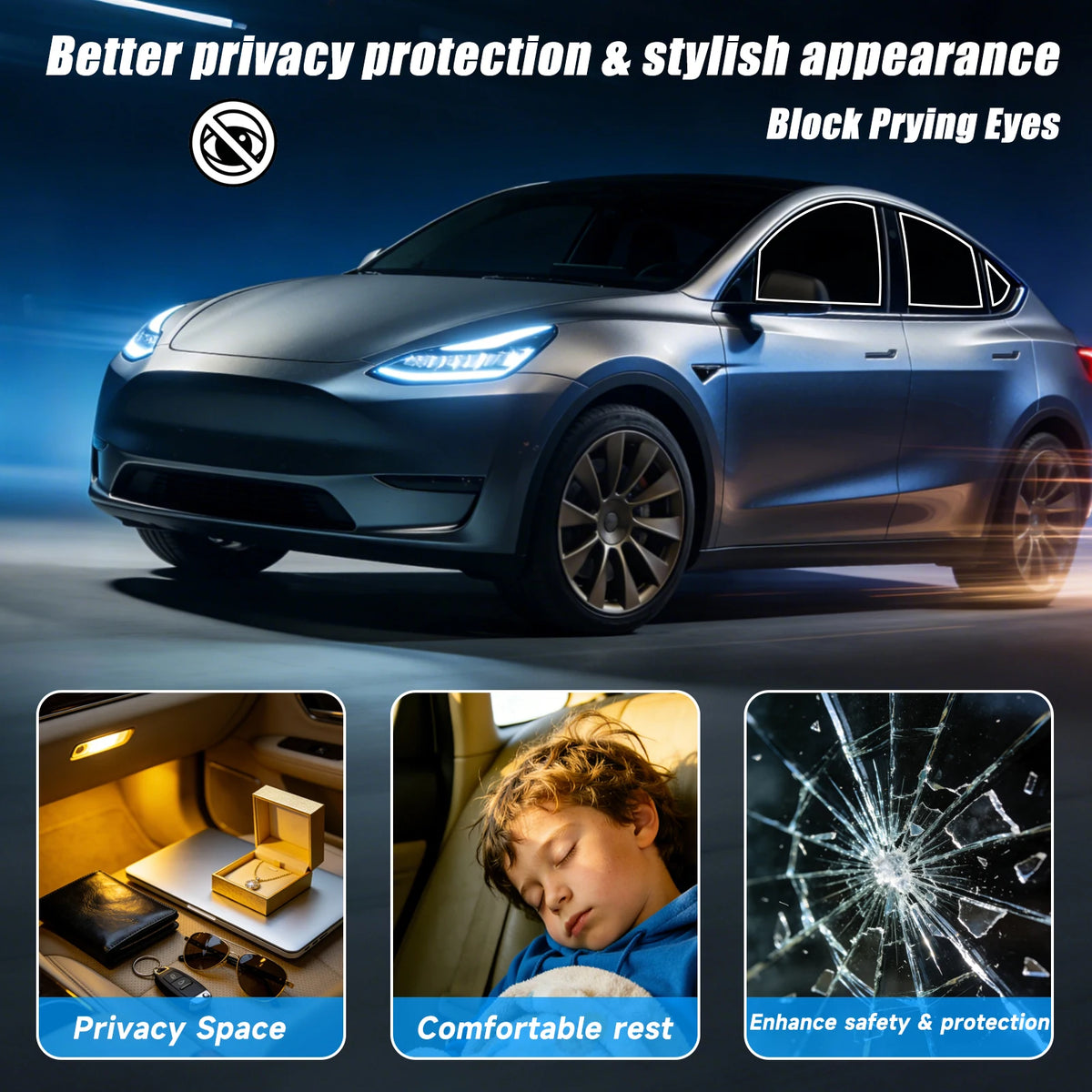 Film de teinte pour vitres automobiles prédécoupé pour Tesla Model 3, Y, S, X et Cybertruck