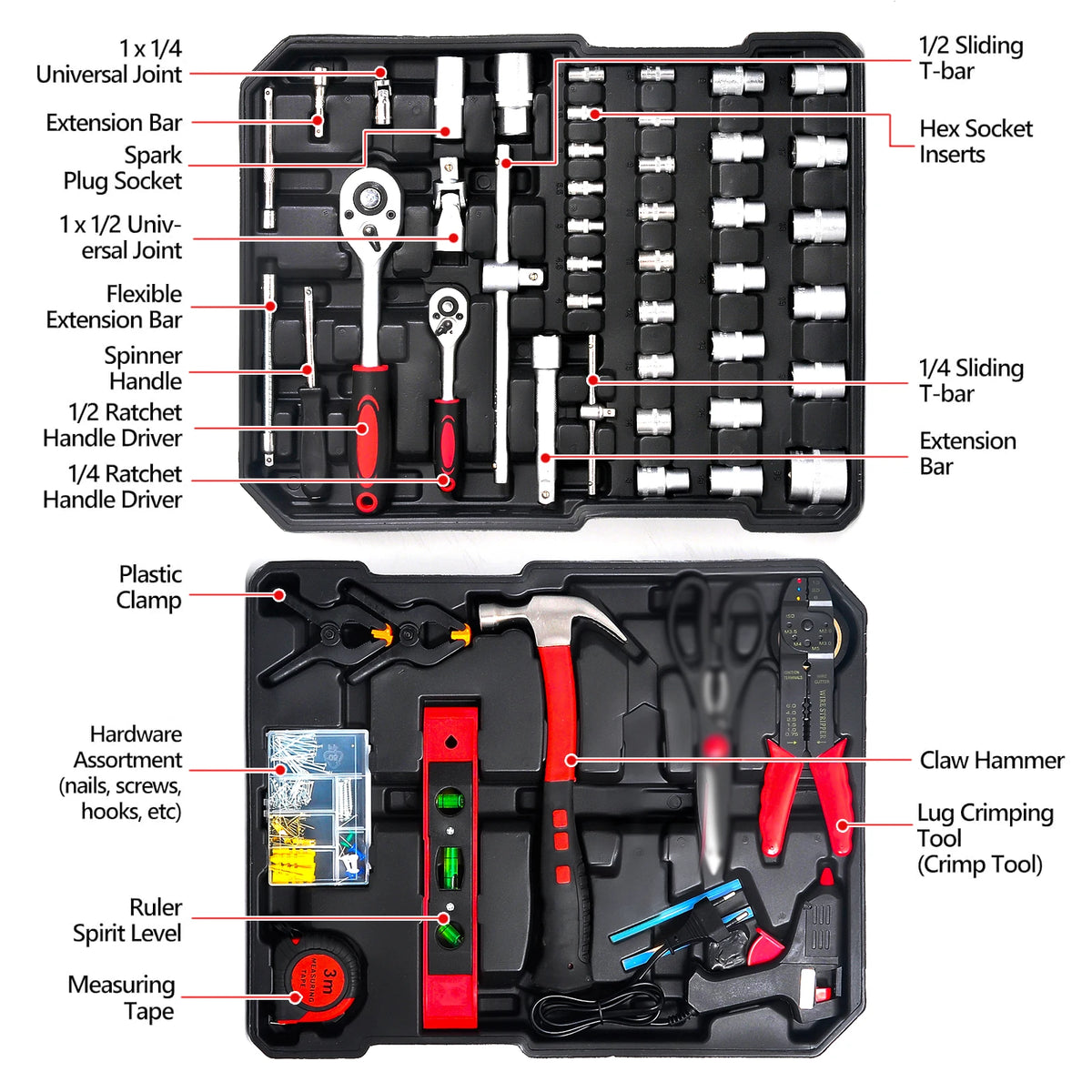 810-Piece Heavy-Duty Mechanic Tool Set with Rolling Aluminium Trolley Case