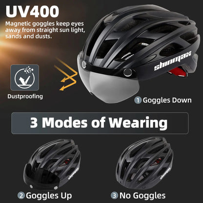 SHINMAX Fahrradhelm mit Schutzbrille