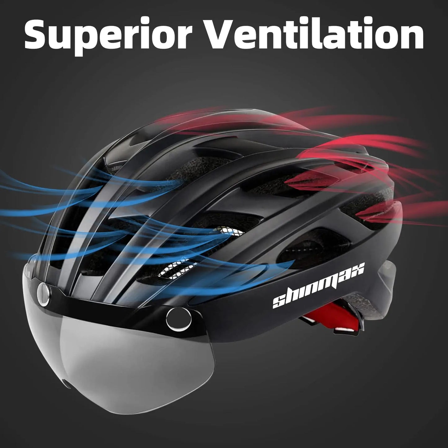 SHINMAX Fahrradhelm mit Schutzbrille