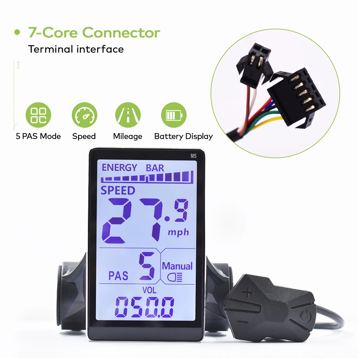 Electric Bike LCD Cycle Computer Digital Multi-Colour Speedometer Display