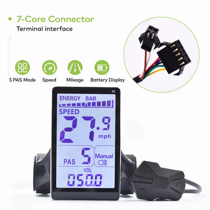 Electric Bike LCD Cycle Computer Digital Multi-Colour Speedometer Display