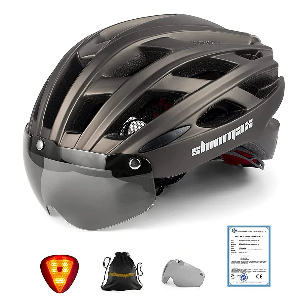SHINMAX Fahrradhelm mit Schutzbrille