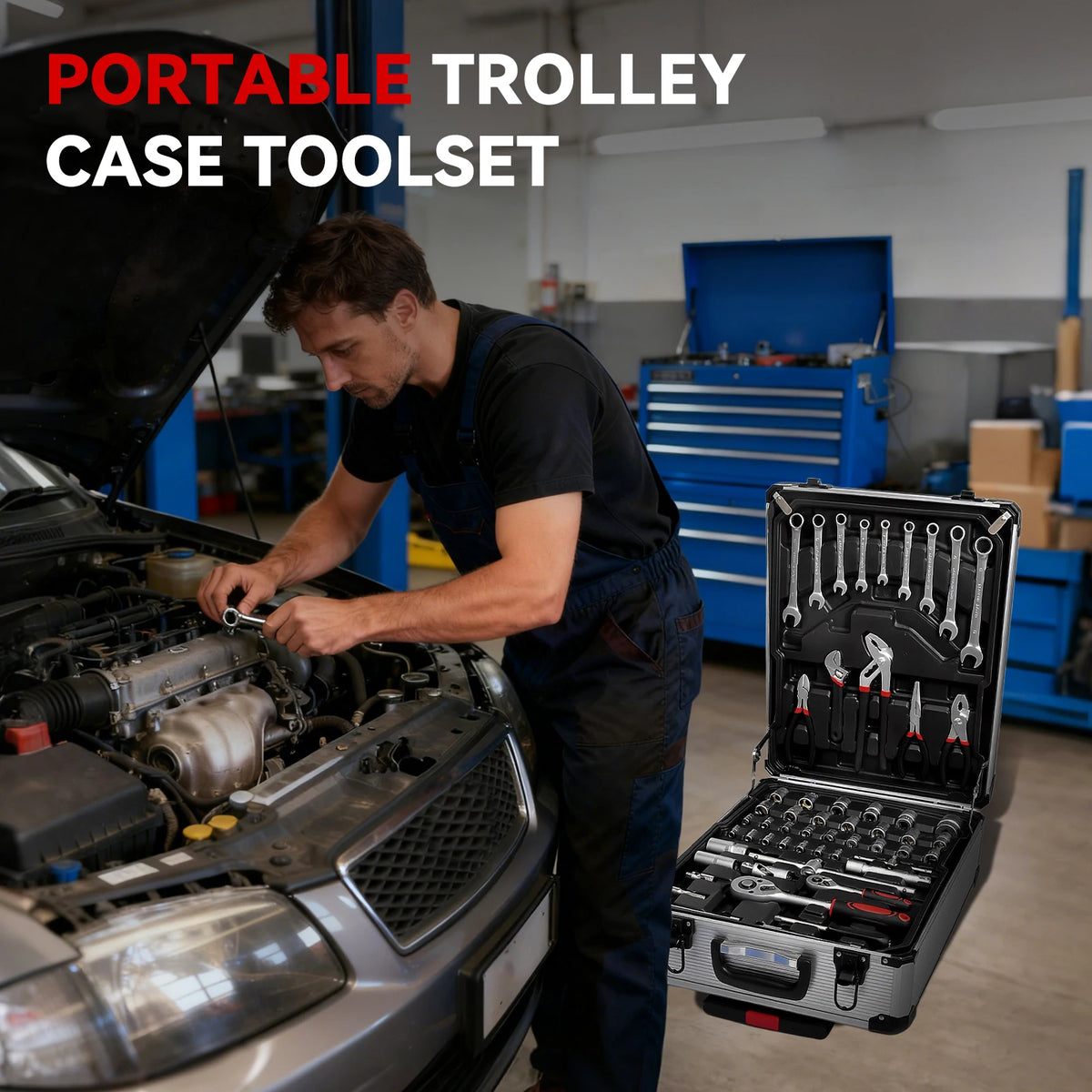 810-Piece Heavy-Duty Mechanic Tool Set with Rolling Aluminium Trolley Case