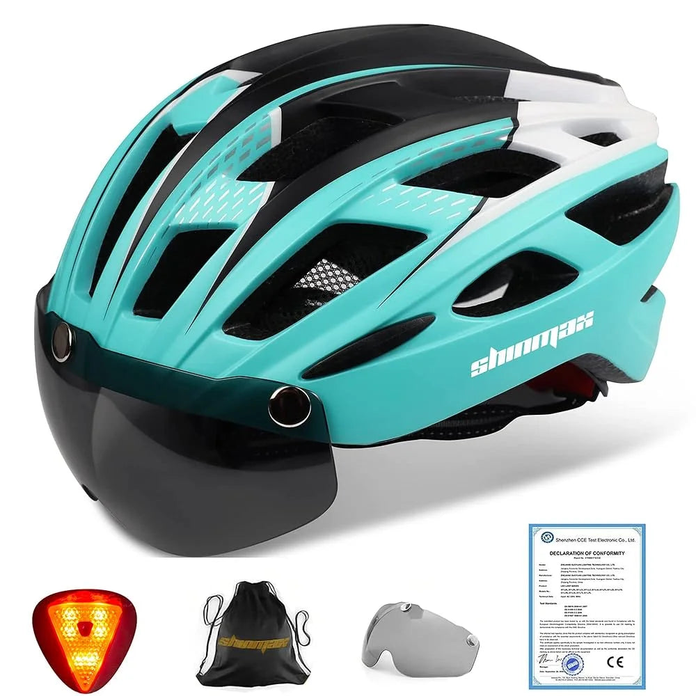 SHINMAX Fahrradhelm mit Schutzbrille