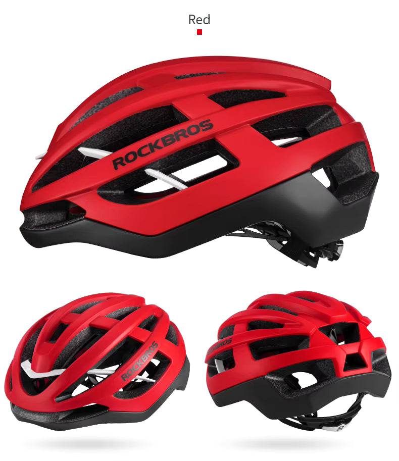 ROCKBROS Fahrradhelm Atmungsaktiv Ultraleicht Integral Geformt Unisex Stoßfest Verstellbar Rennradhelm Fahrradausrüstung