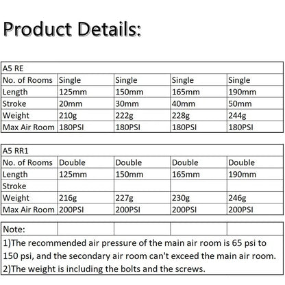 KS A5 RE RR1 Air Rear Shock Absorber for MTB, E-Bikes & Scooters