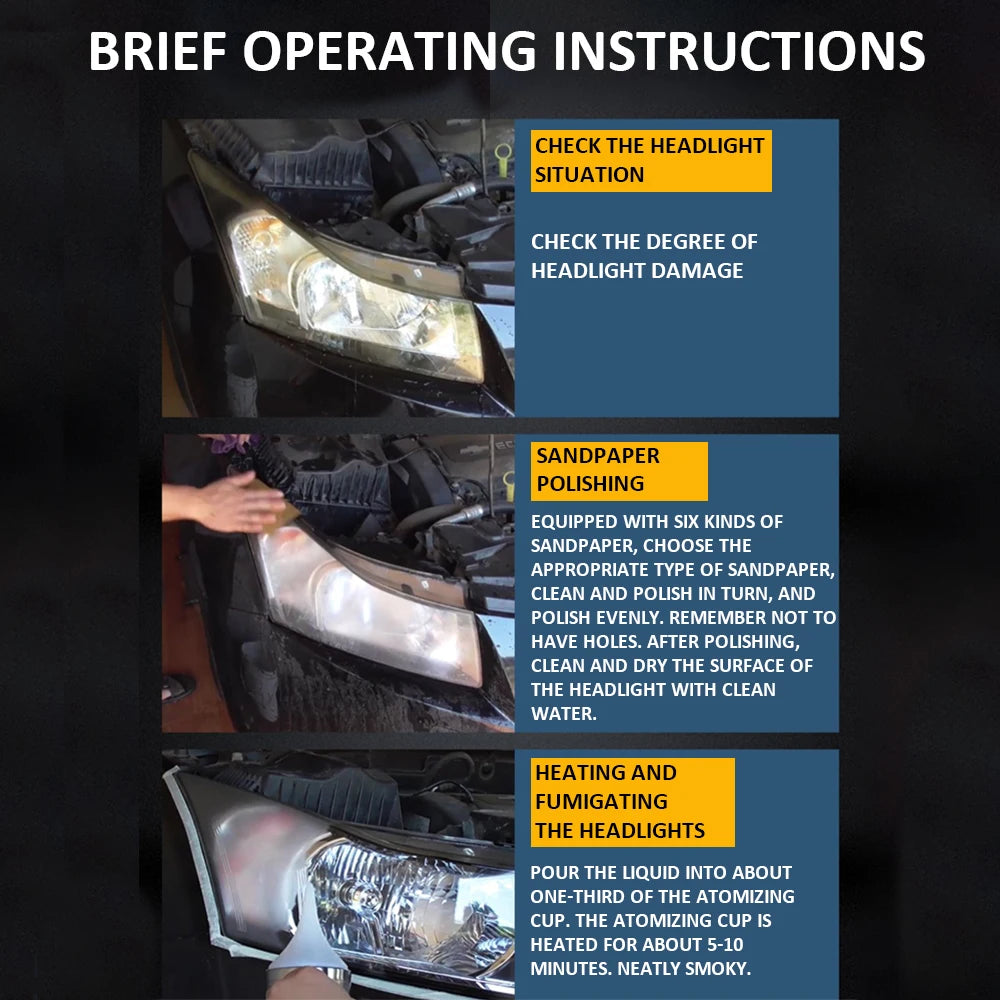 Headlight Restoration Kit with Liquid Polymer