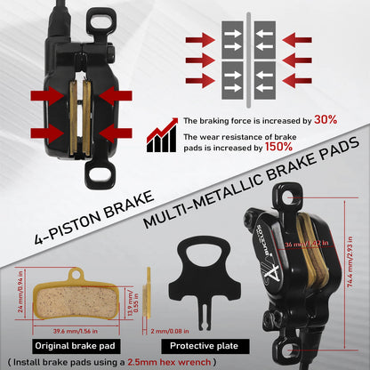 BUCKLOS HD-E735 4-Piston Hydraulic E-Bike Disc Brake Set