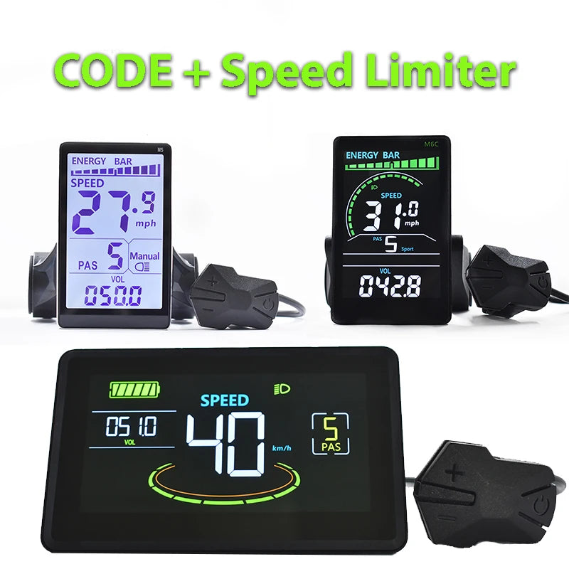 Electric Bike LCD Cycle Computer Digital Multi-Colour Speedometer Display