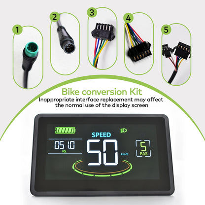 Electric Bike LCD Cycle Computer Digital Multi-Colour Speedometer Display