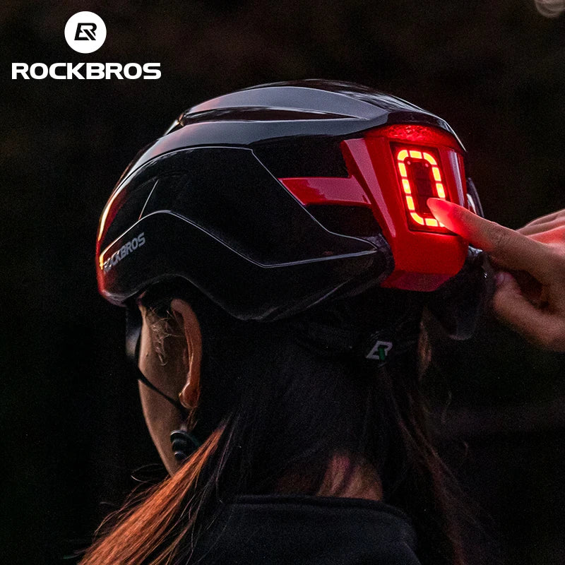 ROCKBROS Rechargeable Cycling Helmet with Front and Rear Light