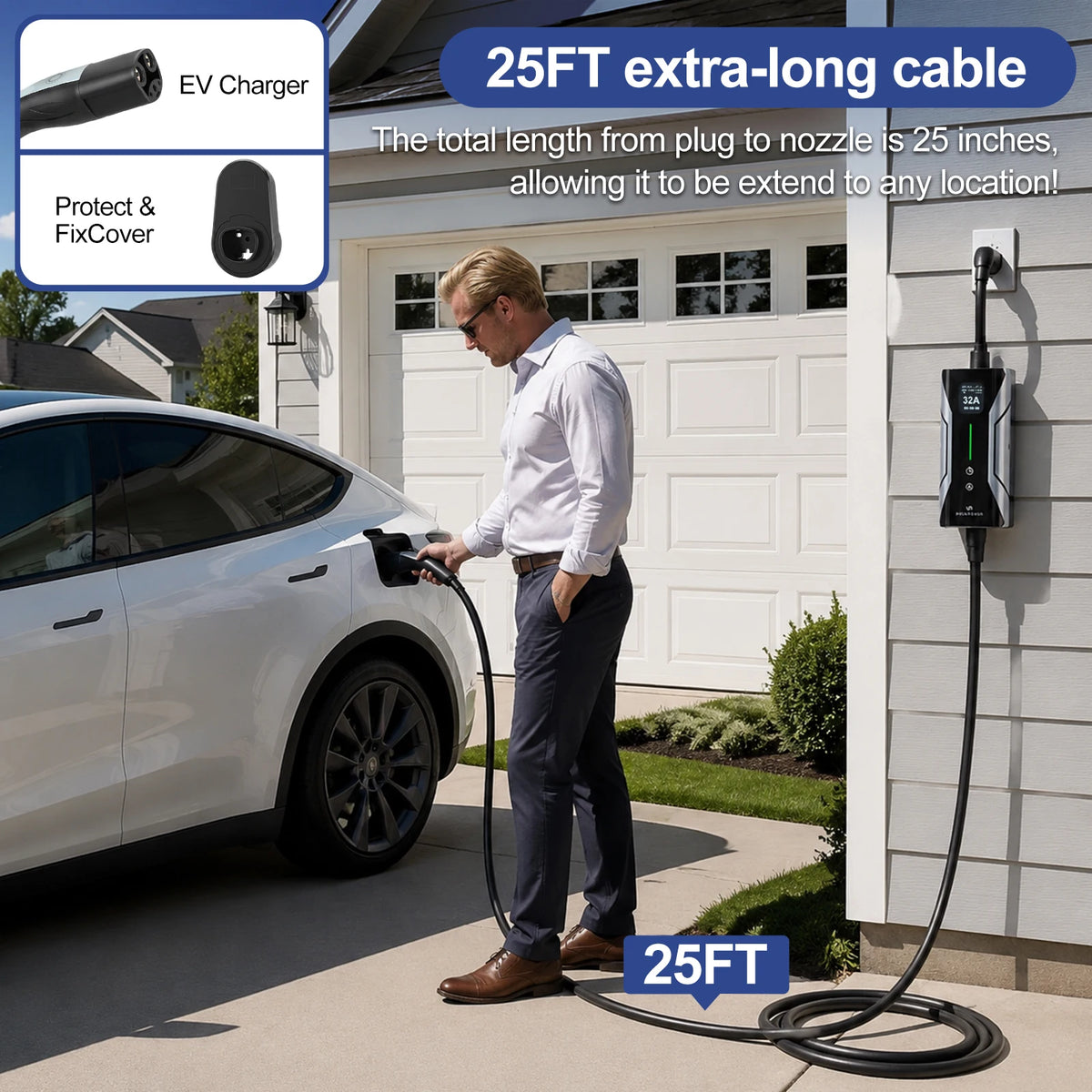 DREAMDASH 32A Level 2 Portable Tesla EV Charger