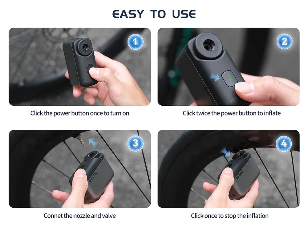 Mini Electric Bike Pump 120 PSI – Ultra Portable Cordless Inflator (Presta & Schrader)