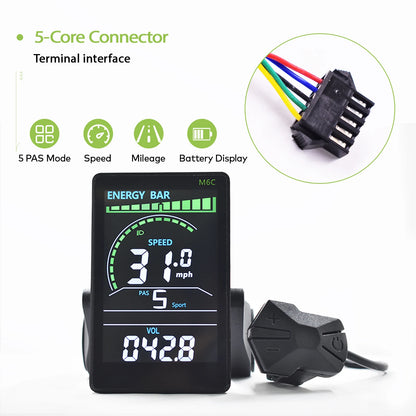 Electric Bike LCD Cycle Computer Digital Multi-Colour Speedometer Display