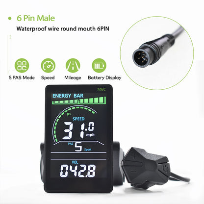 Electric Bike LCD Cycle Computer Digital Multi-Colour Speedometer Display