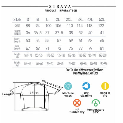 Strava Men's Summer Cycling Jersey & Bib Shorts Set with Padded Chamois