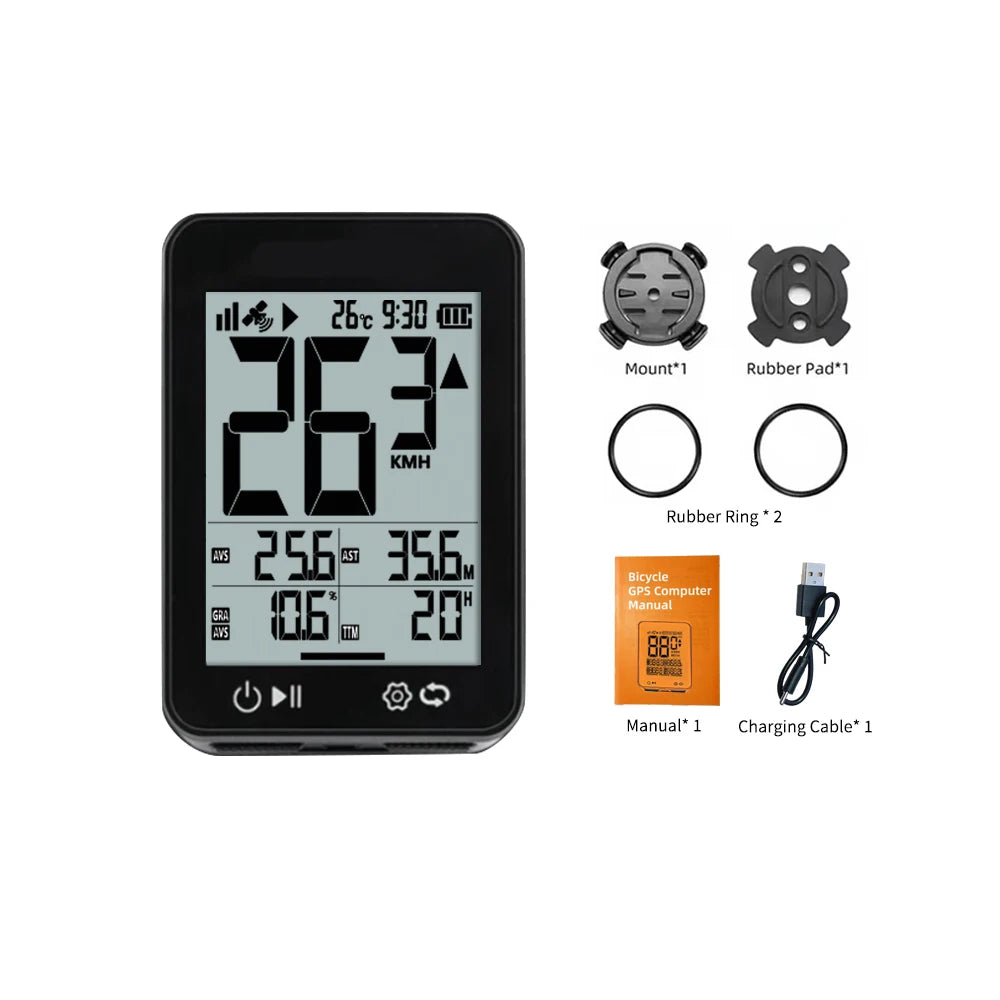 Kabelloser GPS-Fahrradcomputer mit 2,4"-LCD-Display