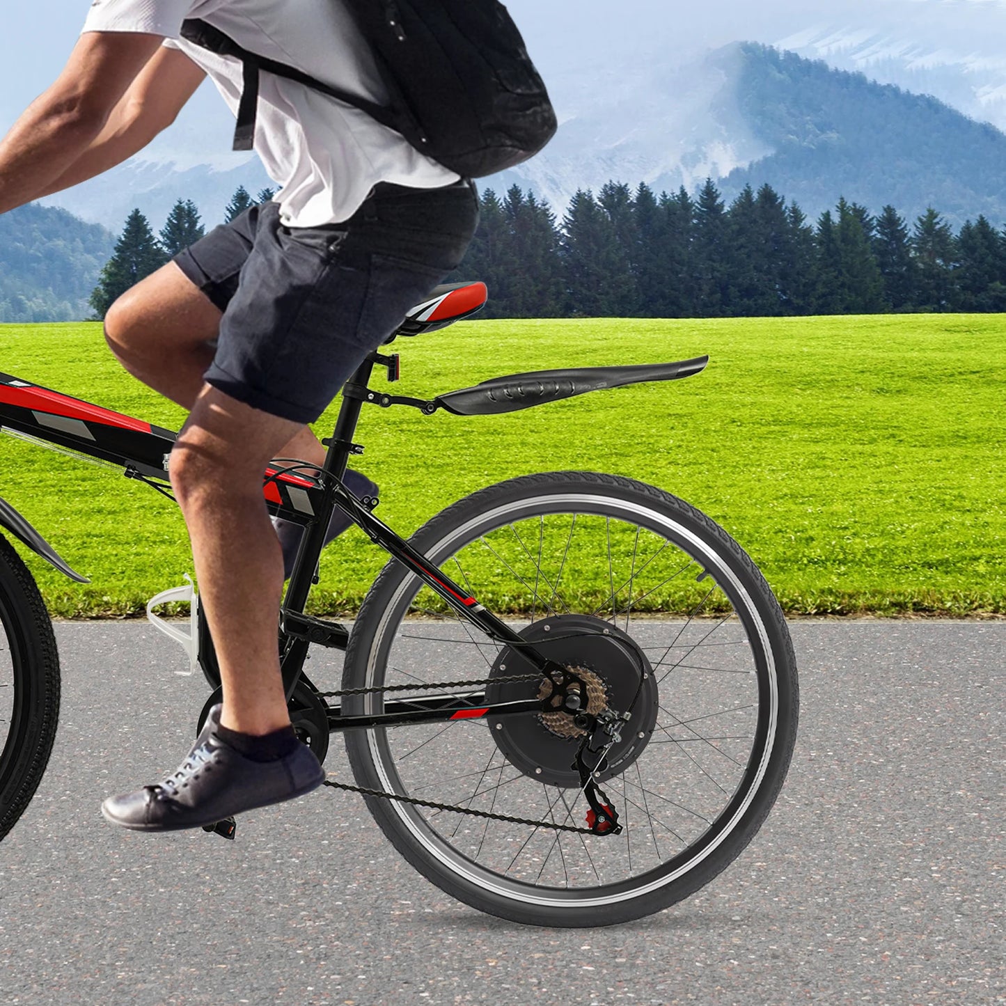 26 Zoll 48V 1000W Elektrofahrrad Umbausatz - Bürstenloser Getriebeloser Motor, Daumengas & 3 LED-Leuchten, Bremsabschaltung & 120KG