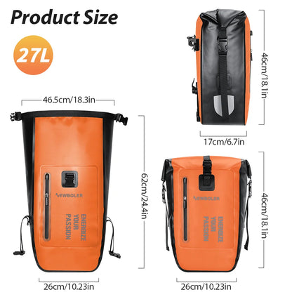 NEWBOLER 27L Waterproof Double Bike Pannier Rear Rack Bag