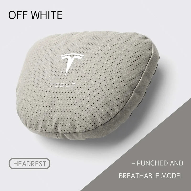 Suede Headrest & Lumbar Support Pillow for Tesla Model 3 / Model Y / Model S