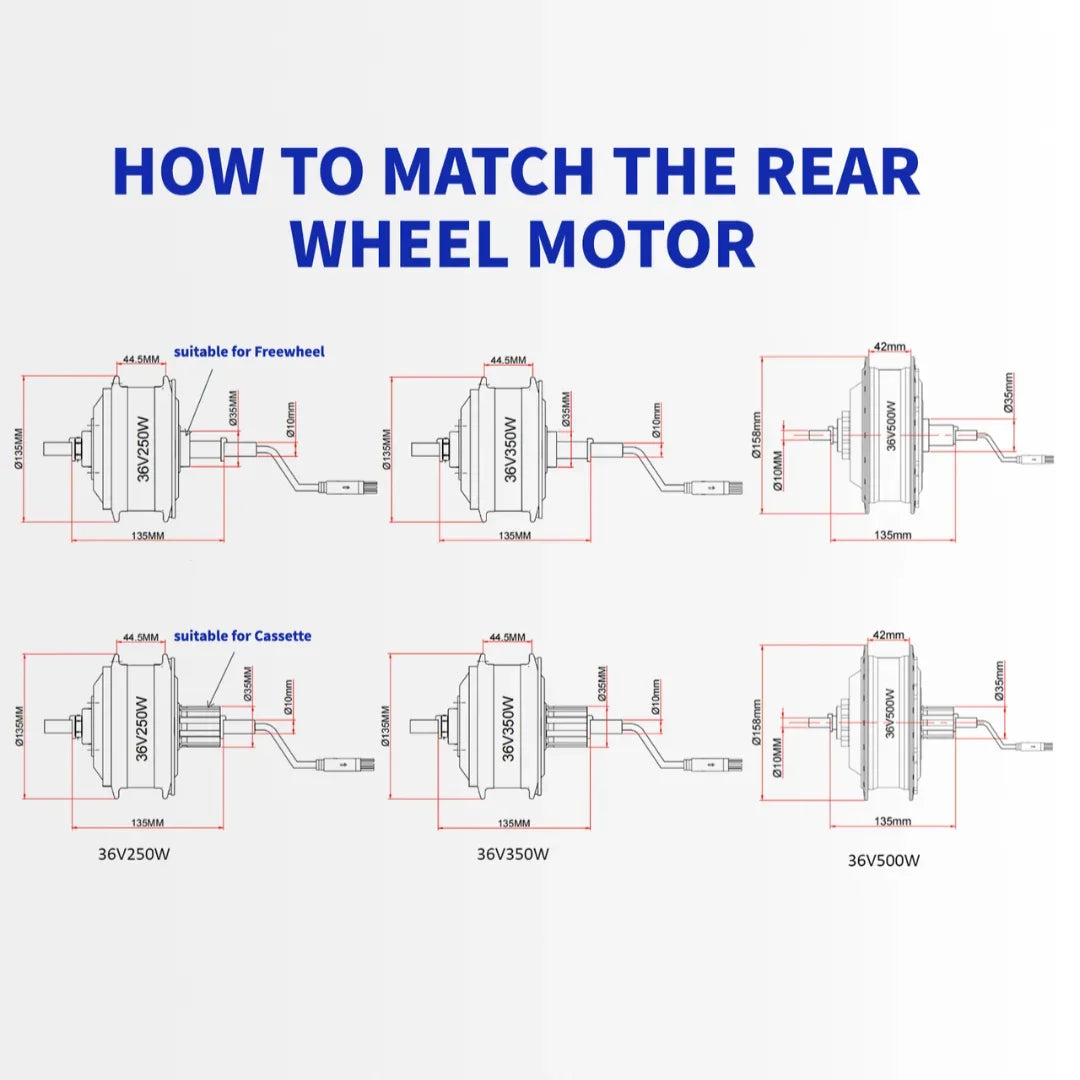 Kit de conversion pour vélo électrique avec moteur moyeu arrière 36V 250W