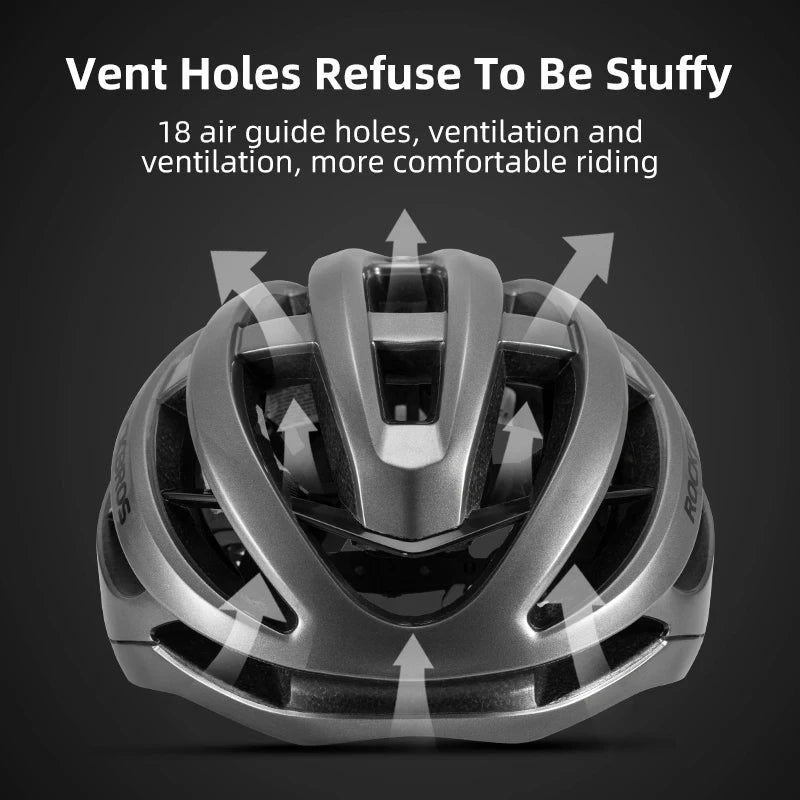 ROCKBROS Fahrradhelm Atmungsaktiv Ultraleicht Integral Geformt Unisex Stoßfest Verstellbar Rennradhelm Fahrradausrüstung