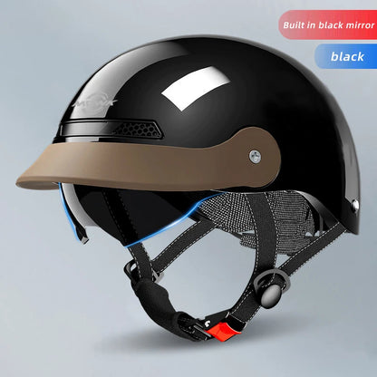 Vintage Open Face Motorcycle Helmet – Half Helmet with Viso