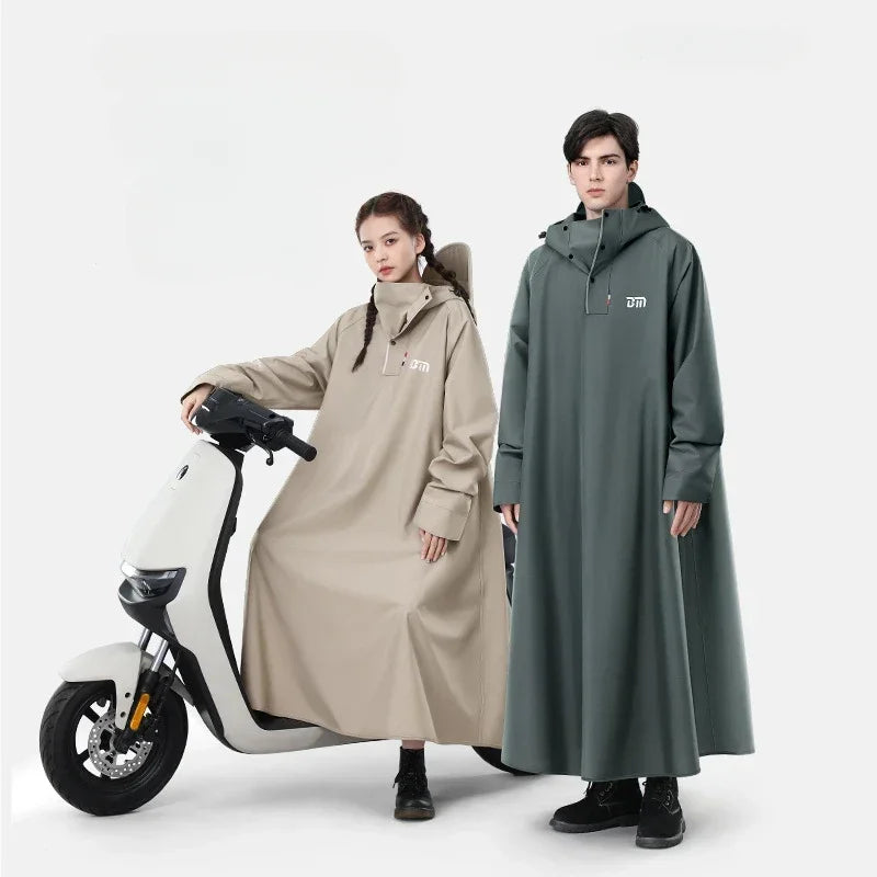 Adult Waterproof One-Piece Cycling Rain Poncho for E-Bikes