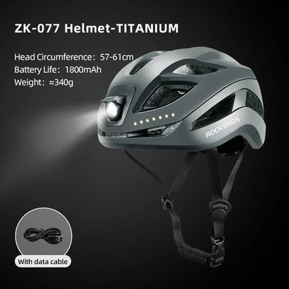 ROCKBROS Rechargeable Cycling Helmet with Front and Rear Light