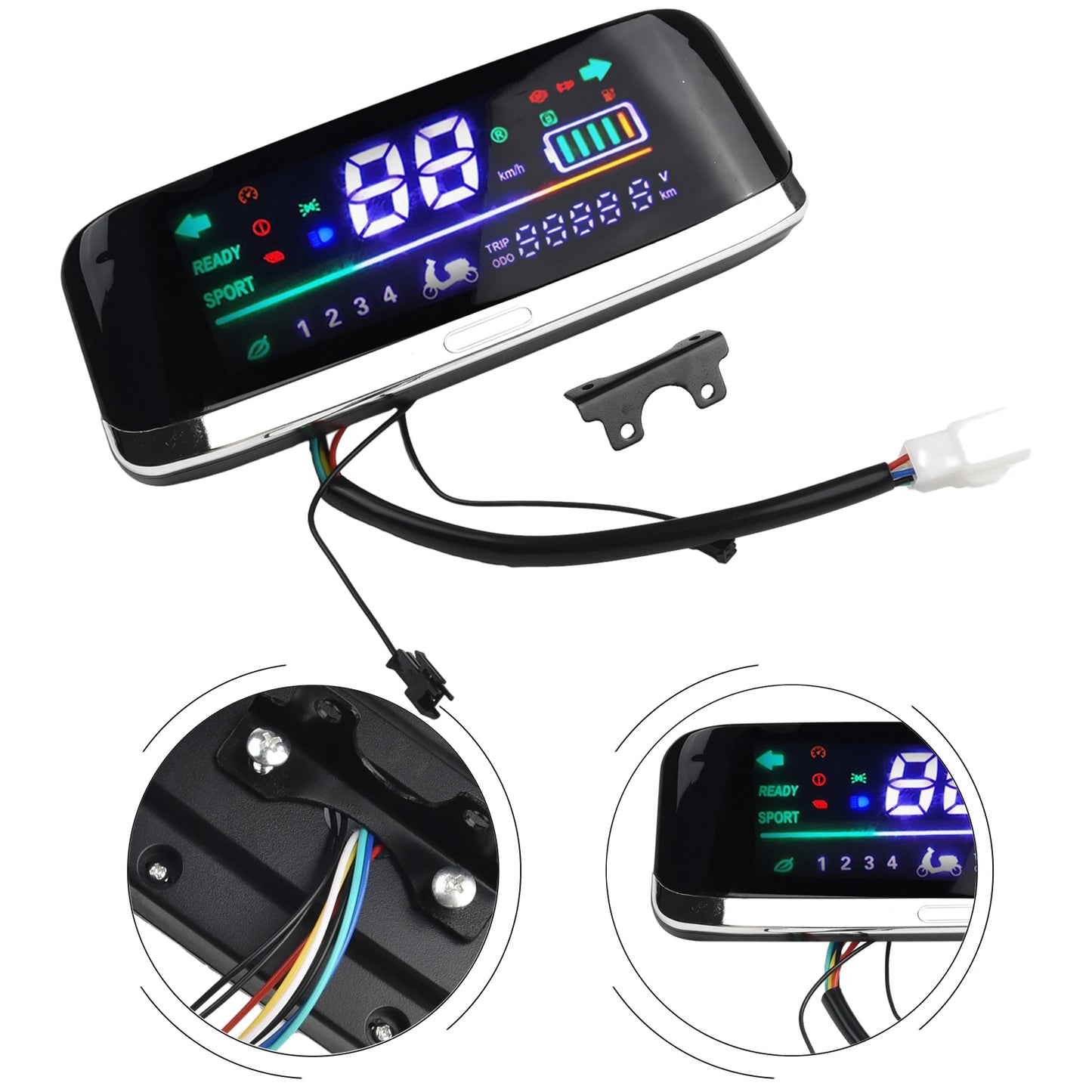 Electric Bike LCD Display Screen 48V–72V with 6-Pin Connector