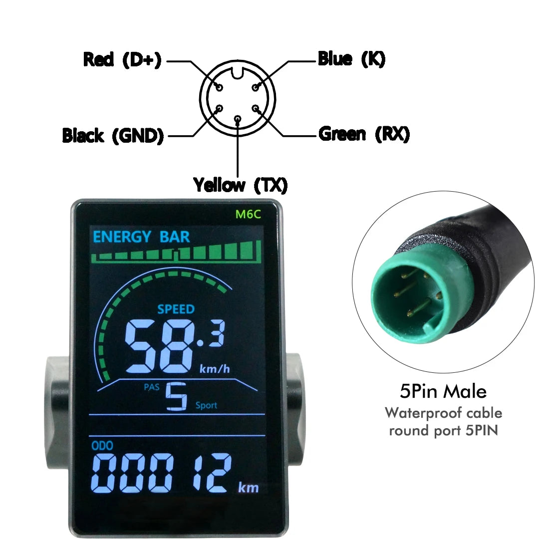 MCEZDY UART2 E-Bike Display & Fahrradcomputer 24V 36V 48V 60V LCD-Kilometerzähler