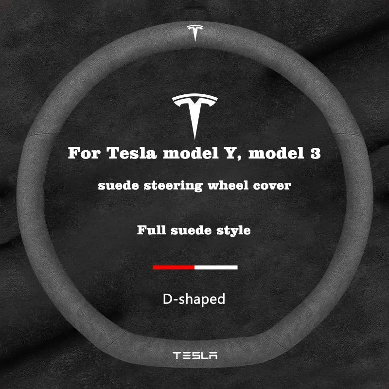Suede Steering Wheel Cover for Tesla Model 3 / Model Y / Model S / Model X