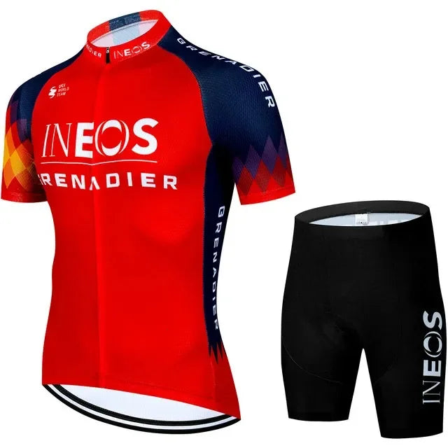 INEOS Men's Cycling Jersey & Padded Shorts Set for Road & MTB Riding